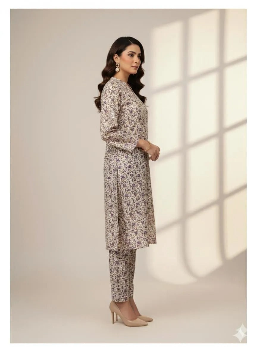 2-Piece Katan Silk Printed Suit