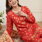 Luxury Crimson Red Floral Printed 3-Piece Lawn Suit
