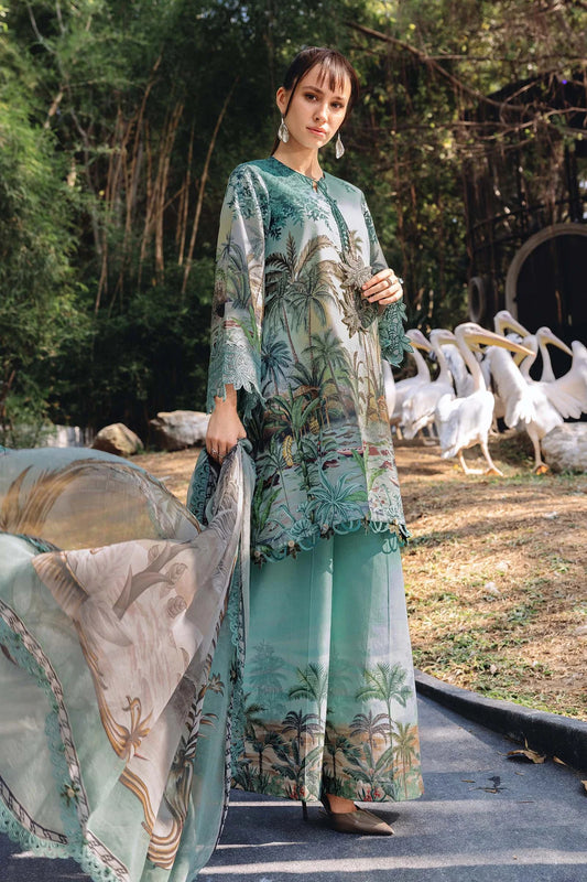 Elegant Mint Green Printed 3-Piece Lawn Suit