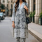 Luxury Grey Floral Printed 3-Piece Lawn Suit