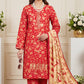 Luxury Crimson Red Floral Printed 3-Piece Lawn Suit