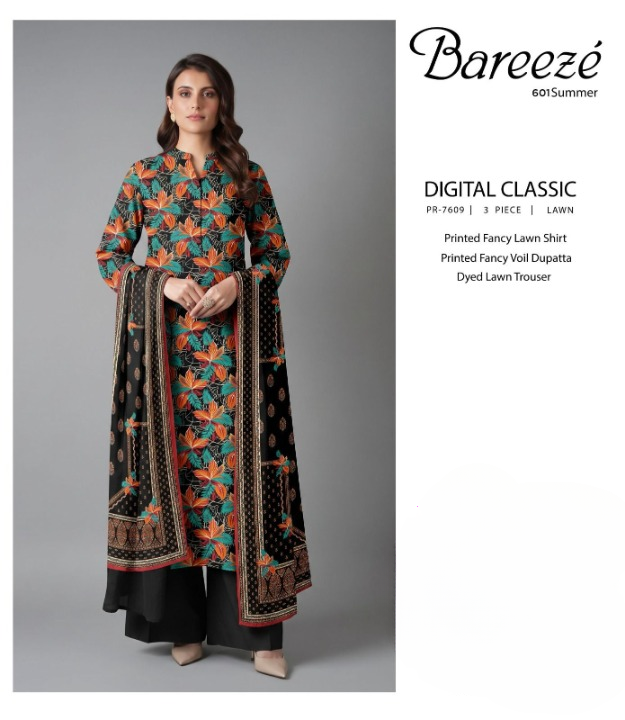 Black Bloom 3PC Lawn Suit